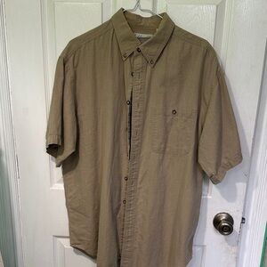 Casual Tan Button-Down Shirt for Men